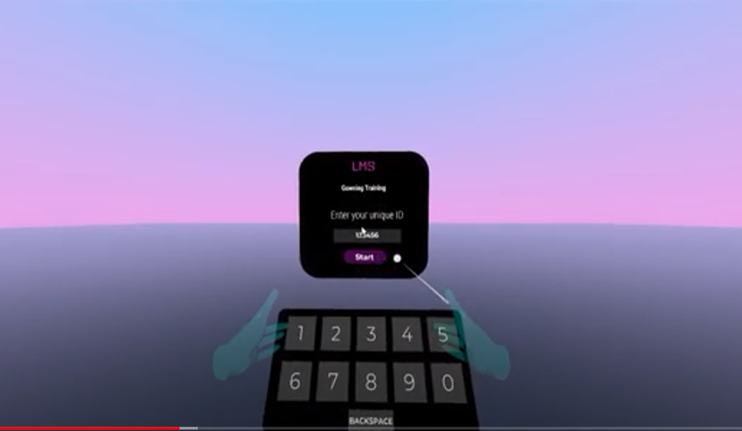 Hands interacting with a keypad inside VR