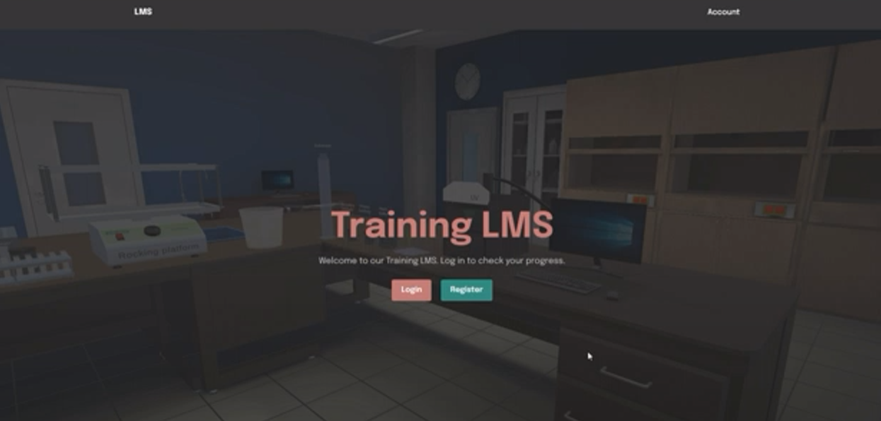 Training LMS login inside the VR environment